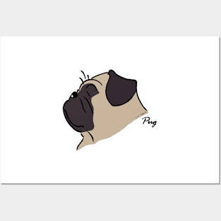 Pug silhouette Posters and Art